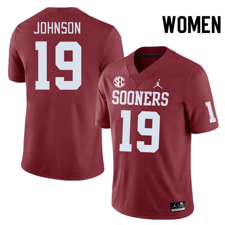 Women #19 Jacobe Johnson Oklahoma Sooners 2024 SEC Conference College Football Jerseys-Crimson